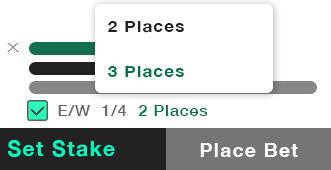 Bet slip showing Each Way Extra